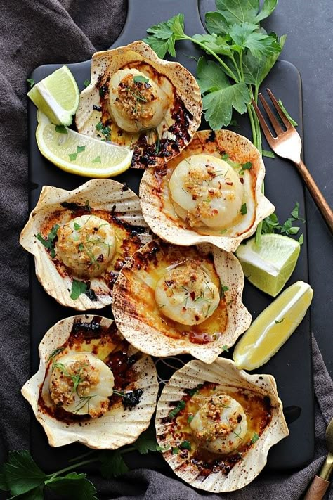 Shrimp Recipes Baked, Resep Seafood, Sea Scallops, Scallop Recipes, Seafood Dishes, Shrimp Recipes, Fish And Seafood, Fish Recipes, Seafood Recipes