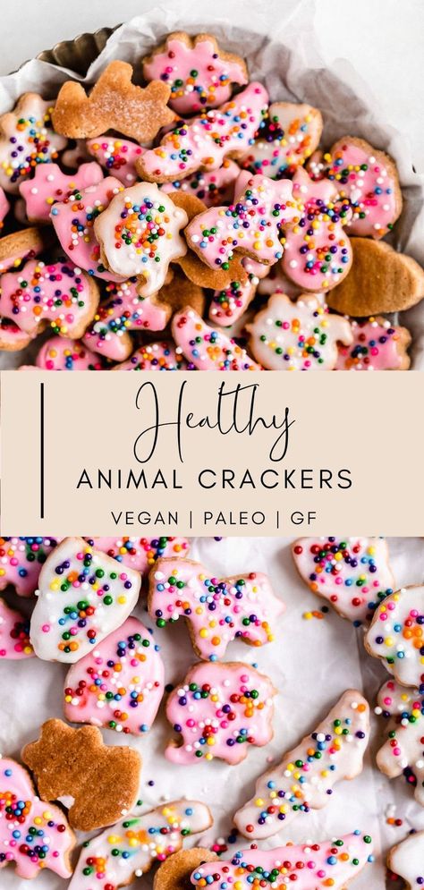 Paleo Desserts For A Crowd, Homemade Frosted Animal Crackers, Homemade Animal Crackers Healthy, Healthy Animal Crackers, Healthy Peanut Butter Crackers, Healthy Food For Party, Healthier Snacks For Kids, Animal Based Diet Snacks, Homemade Kids Snacks Healthy