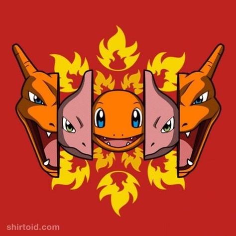 First Gen Pokemon, Charmander Evolution, Charizard Art, Charmeleon Pokemon, Charmander Charmeleon Charizard, Clothing Printing, Evolution Art, Gen 1 Pokemon, Pokemon Painting