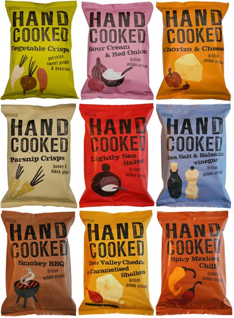 Here's some more cool snack packaging Anastasia. Marks & Spencer Handcooked crisps Photo Packaging, Snacks Packaging, Interesting Packaging, Chip Packaging, Packaging Snack, Snack Brands, Packaged Snacks, Cool Packaging, Food Packaging Design