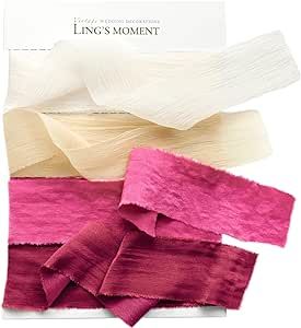 Ling's Moment Dark Red Chiffon Ribbon Handmade Fringe Ribbon Chiffon Silk-Like Smooth Ribbon Ombre Colors Chart Pink Beige, Dark Red Chiffon Texture, Colors Chart, Floral Bouquets Wedding, Bouquet Decoration, Details Photography, Chiffon Ribbon, Red Chiffon, Photography Styling, Wedding Wraps