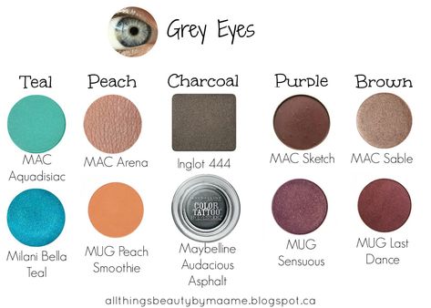 Grey Green Eyes, Mac Eyeliner, Grey Eye Makeup, Hazel Color, Blue Eyeshadow Looks, Blue Eyes Pop, Grey Eyeshadow, Eyeshadow For Blue Eyes, Cute Eyeshadow Looks