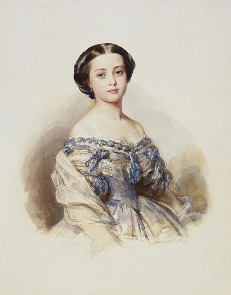 1855 Princess Royal Victoria by Franz Xaver Winterhalter (Royal Collection) | Grand Ladies | gogm Victoria Princess Royal, Empress Alexandra, Franz Xaver Winterhalter, Era Victoria, Istoria Modei, Gaun Abad Pertengahan, Queen Victoria Family, Queen Victoria Prince Albert, Victoria Prince