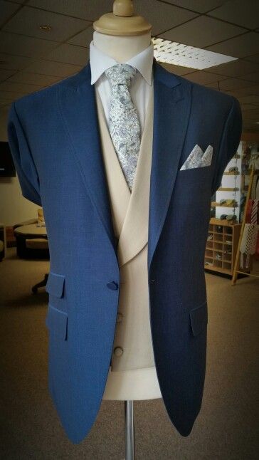 Royal Blue Suit with Stunning Beige Waistcoat. Available to hire or buy. #grooms #libertyoflondon #wedding Beige Waistcoat, Suit Beige, Royal Blue Suit, Suits Men Business, Classy Outfits Men, Suits Men, Wedding Groomsmen, June Wedding, Navy Suit