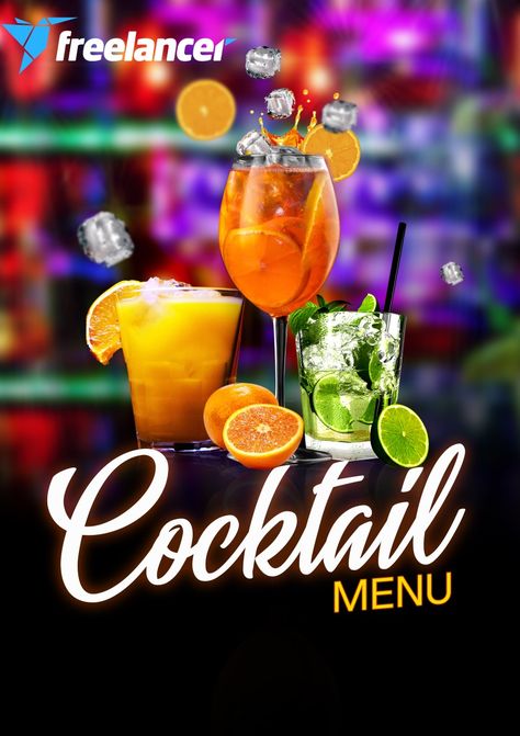 Cocktail Advertising Design, Alcoholic Drinks Menu, Comunity Manager, Bar Designs, Food Advertising, Black Spray Paint, Food Trailer, Social Media Poster, Drinks Design