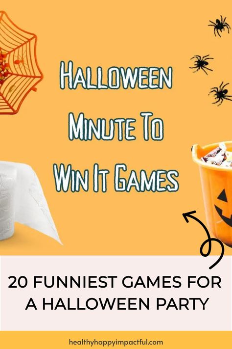 Halloween Minute to Win It Games: 20 Funniest Games for a Halloween Party. Pumpkin Games For Kids, Funny Halloween Games, Halloween Games To Play, Mummy Games, Tongue Twisters For Kids, Games To Play With Friends, Pumpkin Games, Games For All Ages, Kids Halloween Food