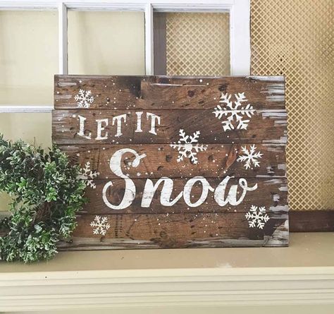 Outdoor Christmas Tree Decorations, Snow Signs, Board And Brush, Wooden Signs Diy, Outdoor Christmas Tree, Dollar Store Christmas, Christmas Signs Wood, Custom Wood Signs, Christmas Wood