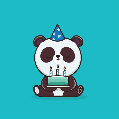 Panda Notebook, Drawing Panda, Panda Emoji, Panda Icon, Mascot Illustration, Funny Wishes, Cake Icon, Panda Drawing, Panda Birthday