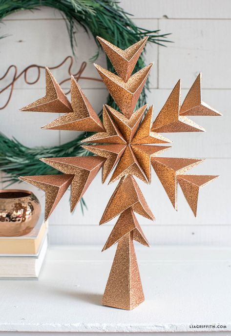 Christmas Tree Toppers Unique, Diy Tree Topper, Diy Christmas Star, Homemade Christmas Tree, Diy Christmas Tree Topper, Christmas Tree Star Topper, Toppers Diy, Tree Star, Christmas Topper