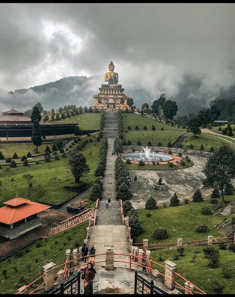 The Buddha Park of Ravangla, in Sikkim India Architectural Composition, Travel India Beautiful Places, Historical Sculptures, Travel Destinations In India, India Travel Places, Amazing India, Northeast India, The Buddha, Dream Travel Destinations