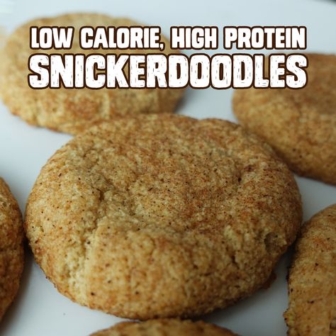 Diet Cookies Low Calories Healthy, Low Calorie Snickerdoodle Cookies, High Protein Pastries, Low Calorie High Protein Sweets, Snickerdoodle Protein Cookies, Low Carb High Protein Cookies, Protein Cookies Low Calorie, Protein Snickerdoodle Cookies, Protein Powder Cookies Low Carb