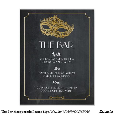 The Bar Masquerade Poster Sign Wedding Reception The Bar Masquerade Black and Gold Bar Sign Wedding Reception Masquerade Black And Gold, Masquerade Poster, Bustle A Wedding Dress, Black And Gold Bar, Masquerade Party Themes, Reception Poster, Bar Sign Wedding, Candy Bar Sign, Masquerade Wedding