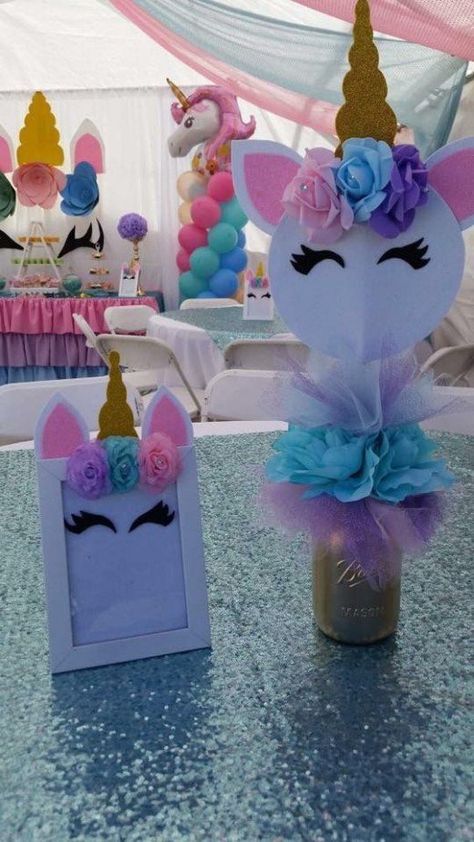 DIY Unicorn Projects | HubPages Unicorn Birthday Party Centerpieces Diy, Unicorn Birthday Centerpieces Diy, Unicorn Party Centerpieces, Unicorn Centerpiece Diy, Unicorn Decorations Diy, Unicorn Birthday Centerpieces, Unicorn Photo Frame, Unicorn Picture Frame, Unicorn Projects