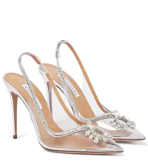 Clear Shoes Heels, Branded Shoes, Clear Shoes, Shoes Stand, Silver Pumps, Pointed Heels, Wedding Heels, Slingbacks, Toe Designs