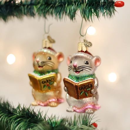 Joulun Aika, Mouse Ornaments, Christmas Caroling, Old World Christmas Ornaments, Elephant Ornament, Painted Christmas Ornaments, Christmas Mouse, Old World Christmas, Painted Ornaments