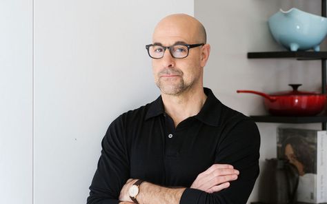 The star of The Devil Wears Prada and The Hunger Games talks to Bryony   Gordon about his new cookbook and why he can't see himself leaving   London anytime soon Good Looking Bald Men, Famous Bald Men, Bald Actors, Tyson Beckford, Bald Men Style, Bald Look, Stanley Tucci, English Gentleman, Bald Man