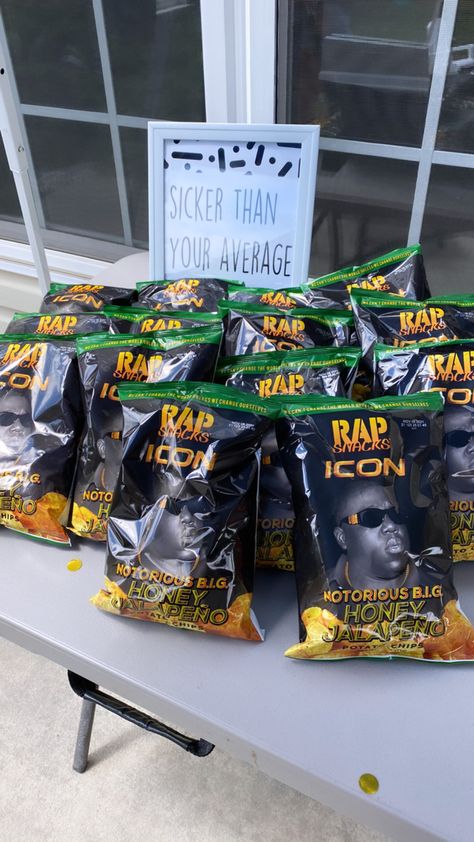 Notorious Three Birthday, Snoop Dog Themed Birthday Party, Notorious Big 40th Birthday, Notorious Big Party Theme, Biggie Party Theme, Eminem Themed Party, Rapper Birthday Theme, R&b Party Theme, Eminem Birthday Party