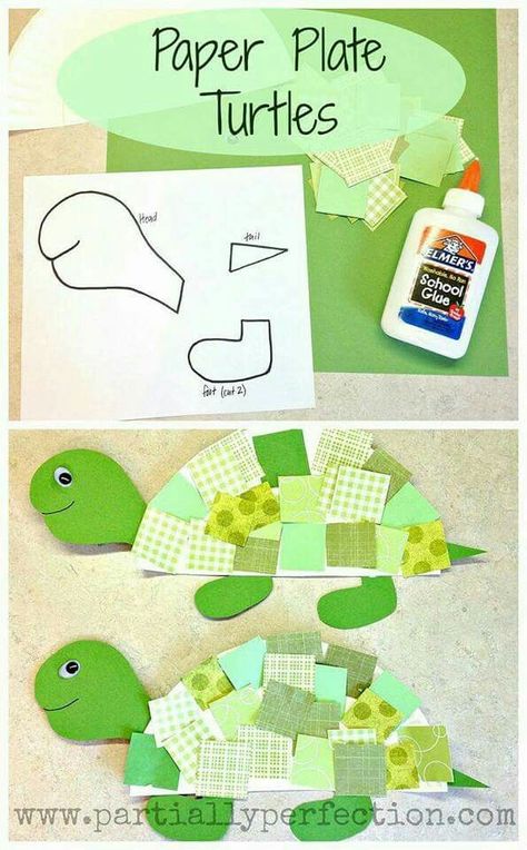 Letter I Template, Paper Plate Turtle, Turtle Collage, Reptiles Preschool, Pond Life Theme, Reptile Crafts, Pond Crafts, Pond Habitat, Turtle Craft