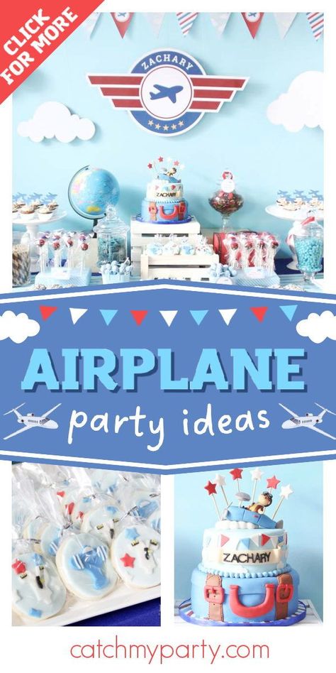 Airplane Birthday Table Decor, Airplane Party Theme, Airplane Birthday Party Decorations, Pilot Party, Aviation Party, Pilots Birthday, Planes Birthday Party, Party Cake Table, Planes Birthday