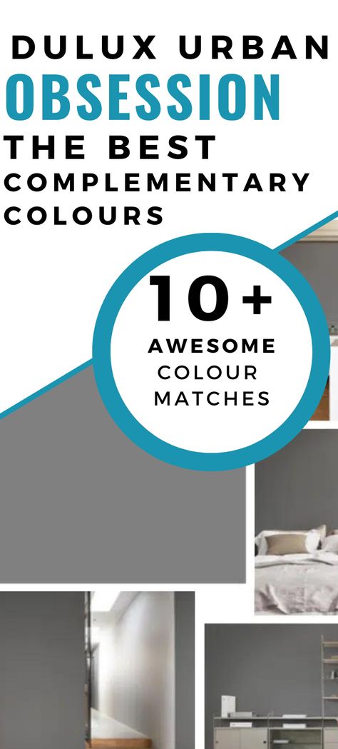 Dulux urban obsession, the best complementary colours, 10+ awesome colour matches. Urban Obsession Dulux Paint, Dulux Urban Obsession, Dulux Dark Grey Paint Colours, Dulux Grey Paint Shades, Dulux Paint Colours Grey, Dulux Bedroom Colours, Dulux Grey Paint, Dulux Colour Schemes, Dulux Feature Wall