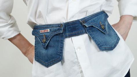 Turn Your Old Jeans Into Versatile Denim Belts With Pockets Denim Belts, Denim Recycle Projects, Jean Upcycle, Stylish Belts, Recycling Jeans, Denim On Denim Looks, Denim Crafts Diy, Blue Jeans Crafts, Denim Ideas