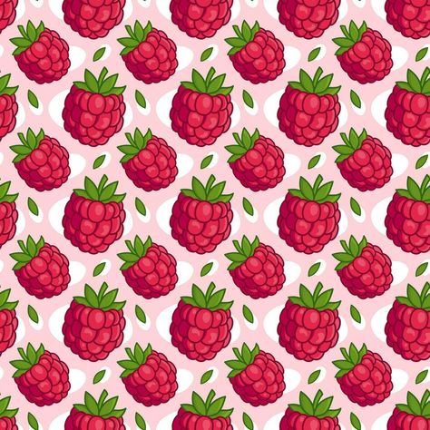 color seamless pattern of red raspberries, bright berry pattern for printing. Vector background for packaging and textiles Raspberry Pattern, 2024 Bujo, Creative Tote Bag, Berry Pattern, Home Lock Screen, Space Cadet, Red Raspberry, Phone Charms, Flower Prints Art