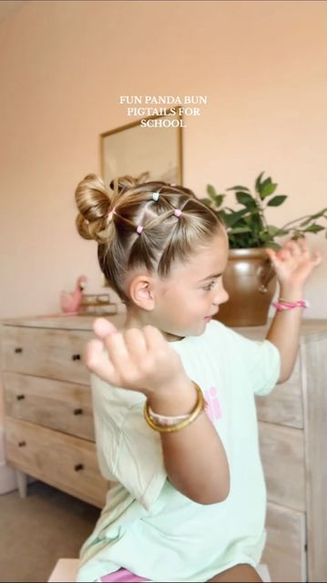 Aynsley Ovard Jorgensen on Instagram: "Another one I’m loving for cheer & dance days! HELD ALL DAY🩷💚🩷💚 #hairtutorial #toddlerhairstyles #hairideas #toddlerhair #easyhairstyles #littlegirlhairstyles #hair #momanddaughter #viralhair #justgirlythings #pigtails" Fun Kid Hairstyles Daughters, Ballet Dance Hairstyles, Toddler Girl Pool Hair, Disney Mom Hairstyles, Toddler Hairstyles Girl Updo, Toddler Ballet Hairstyles, Kids Pool Hairstyles, Toddler Dance Makeup, Tumbling Hairstyles For Kids