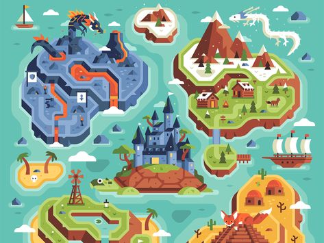 Two Dots - Level Uplands - Full Map by Matt Anderson for Canopy on Dribbble Game Map Design, Treasure Hunt Map, Maps Illustration Design, Maps Design, Map Game, Game Map, Matt Anderson, Classic Rpg, Map Games