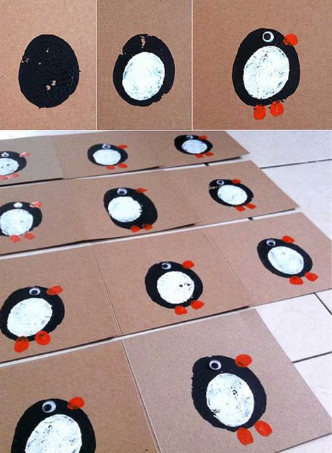 Potato Print Penguin Cards #christmascards #christmas Joulun Aika, Potato Print, Fun Christmas Cards, Homemade Christmas Cards, Christmas School, E Mc2, Navidad Diy, Childrens Christmas, Diy Christmas Cards