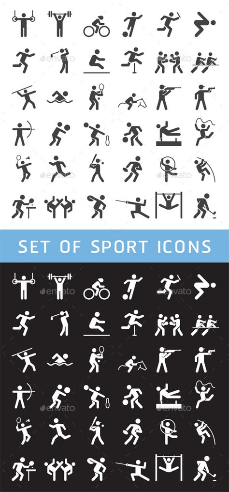 Set of Sport Icons. Download here: https://graphicriver.net/item/set-of-sport-icons/17535366?ref=ksioks Sport Pictogram, Olympic Icons, Banner Doodle, Magic Room, Doodle Icons, Sports Logo Inspiration, Sport Logo Design, Sport Set, Best Graphic Design