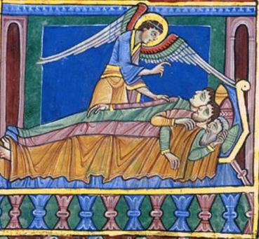 Bed. St Albans Psalter. 1st half of 12th Century. England Medieval Bed, Medieval Paintings, Medieval Ages, Medieval Life, Lviv Ukraine, Medieval World, English History, Medieval Manuscript, Medieval Period