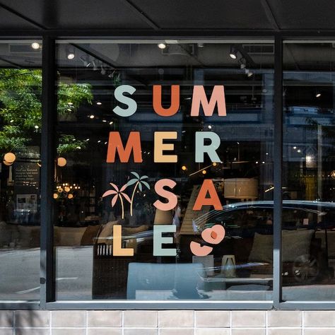 SirFaceWindows - Etsy Singapore Store Front Window Decals, Back To School Window Display Retail, Retail Window Design, Store Front Window Painting, Summer Window Display Store Fronts, Sale Window Display, Summer Window Display, Vitrine Design, Store Front Windows