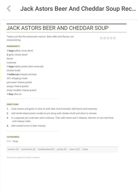 Jack Astors Beer and Cheddar Soup Jack Astors Beer And Cheddar Soup, Beer And Cheddar Soup, Beer Cheddar Soup, Bacon Wrapped Pork Chops, Cheddar Soup Recipe, Beer Cheese Soups, Comfort Soup Recipes, Chili Soup, Cooking Soup