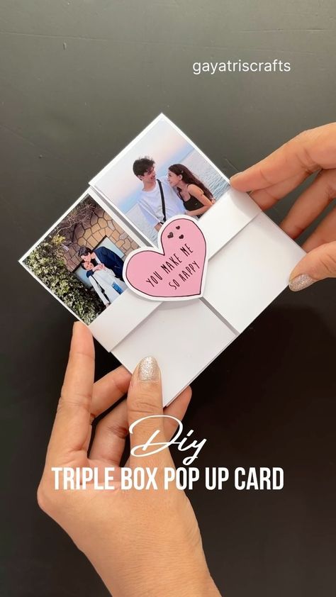 Instagram Kartu Ulang Tahun Diy, Diy Pop Up Cards, Photo Crafts, Diy Photo Book, Personalised Gifts Diy, Book Crafts Diy, Photo Cubes, Money Gifts, Handmade Gifts Diy