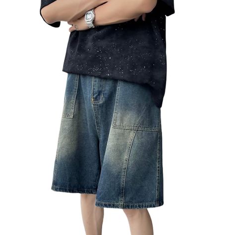 PRICES MAY VARY. Title: RAKFEZ Jorts Y2k Mens Jean Shorts Baggy Alt Grunge Denim Shorts Summer Wide Leg Loose Jorts Vintage Hip Hop Cool Designer Shorts (US, Alpha, 3X-Large, Regular, Regular, Blue). Product Type: Departments > Men > Clothing > Shorts > Denim Aesthetic Hip Hop, Grunge Shorts, Jorts Y2k, Grunge Denim, Y2k Mens, Alt Grunge, Mens Jean Shorts, Mens Denim Shorts, Summer Shorts Denim