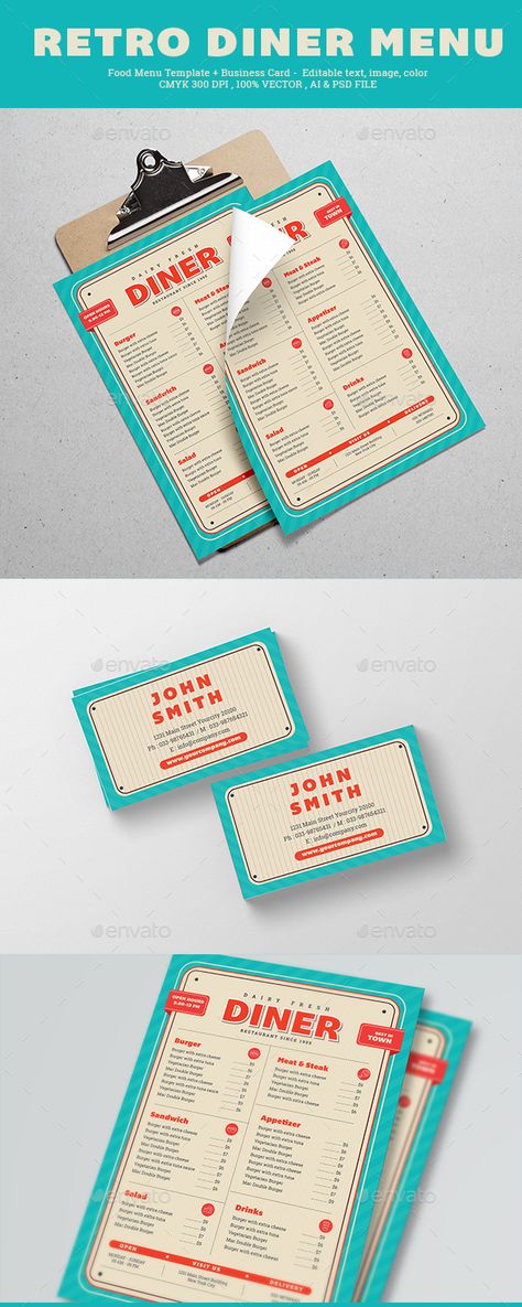 Diner Logo, Foodtrucks Ideas, Diner Aesthetic, Sandwich Menu, Massage Logo, Diner Menu, 50s Diner, Food Menu Template, Retro Tattoos