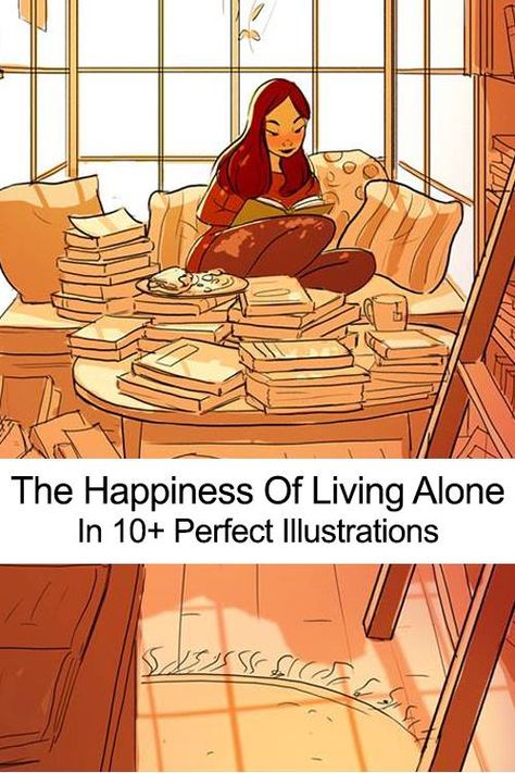 The Happiness Of Living Alone In 10+ Perfect Illustrations - http://themindsjournal.com/happiness-of-living-alone-illustrations/ Apple Cider Vinegar And Honey, Philosophical Quotes About Life, Garlic And Honey, Happy Alone, Stop Overthinking, Winter Illustration, Alone Photography, Living Alone, Let Your Hair Down