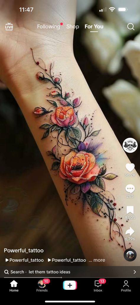 Inner Forearm Flower Tattoo Women, Vintage Floral Tattoos Forearm, Color Flower Tattoos For Women, Tattoo Forearm Women, Vintage Floral Tattoos, Lace Sleeve Tattoos, Rose Vine Tattoos, Forearm Cover Up Tattoos, Fingerprint Tattoos