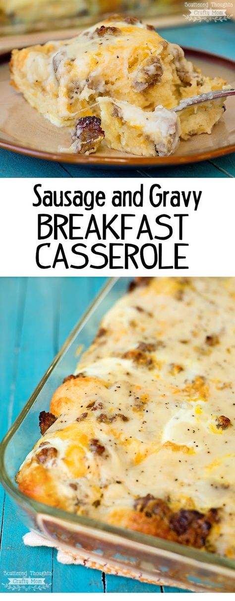 Sausage, Gravy and Biscuit Breakfast Casserole recipe. This breakfast dish is perfect to double for large groups and can be assembled the night before for practically no morning prep. Biscuits And Gravy Breakfast Casserole Make Ahead, Biscuit And Gravy Breakfast Casserole Crockpot, Prepare Ahead Breakfast Casserole, Sausage Busicut Casserole, Make Ahead Biscuits And Gravy Casserole, Crock Pot Biscuits And Gravy Casserole, Make Ahead Biscuits And Gravy, Over Night Breakfast Casserole, Night Before Breakfast Casserole