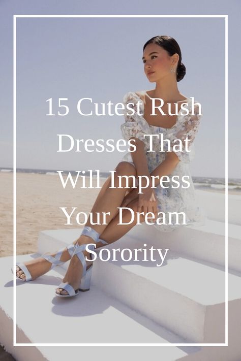 Attention all sorority PNM's! It's time to start planning your outfits for rush week. We know how overwhelming it can be, but don't worry, we've got you covered with the cutest and trendiest sorority recruitment outfits that will make a lasting impression. Whether you're going for a preppy or boho-chic look, we have rush dresses for everyone. Sorority Recruitment Outfits Sisterhood, Alabama Rush Outfits, Spring Rush Outfits Sorority, Pref Dress Rush, Sorority Dresses Rush Outfits, Preference Round Recruitment Outfits, Sorority Rush Week Outfits, Sorority Rush Week, Recruitment Dresses