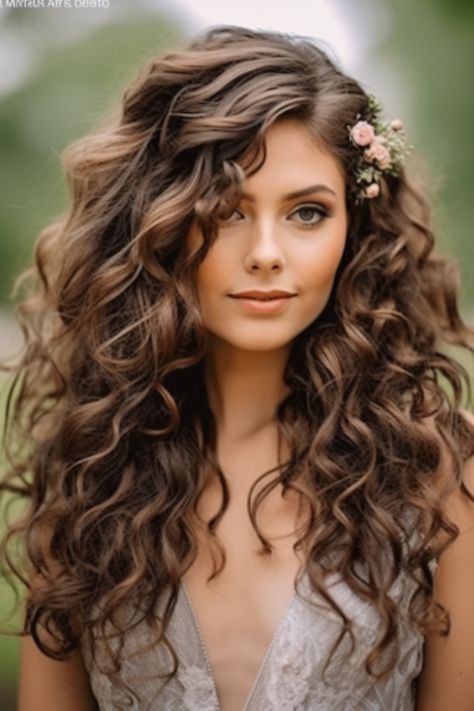 Cascading curls exude elegance and are perfect for weddings or special occasions. Create this look by using a curling iron equipped with a larger barrel size to achieve those cascading curls effortlessly. Click here to check out more curled hairstyles that will make you want to curl your hair right now. Formal Hair Down, Curled Wedding Hair, Wedding Curls, Curl Your Hair, Curls Hair, Curly Wedding Hair, Curls For Long Hair, Long Hair Wedding Styles, Pin Curls