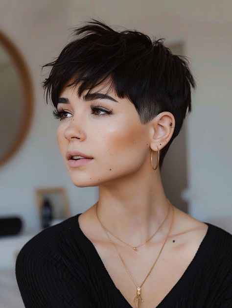 Stylish Short Choppy Haircuts for a Bold Look Pixie Cut 2024, Medium Pixie Haircut, Layered V Cut Hair, Short Haircuts Pixie, V Cut Hair, Long Hair Cut Short, Short Choppy Haircuts, Choppy Haircuts, Crop Hair