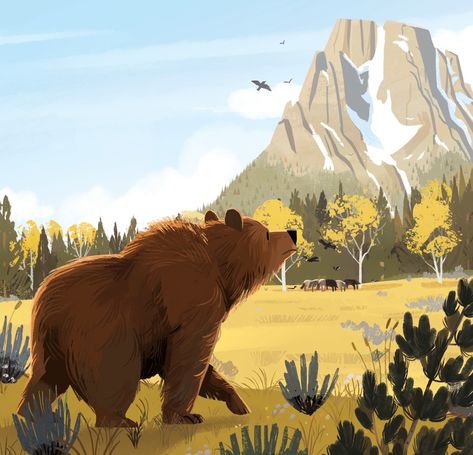 Bear Facts, Kim Smith, 동화 삽화, Mountain Illustration, Picture Books Illustration, Bear Illustration, Forest Illustration, Book Illustration Art, Stil Inspiration