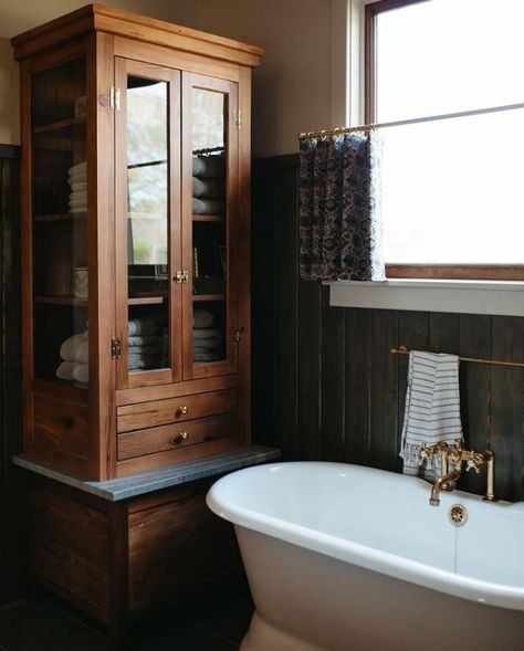 The Misfit House, Misfit House, Light And Dwell, Pretty Bathrooms, Rustic Glam, Glam Room, Powder Bath, Linen Storage, Laundry In Bathroom