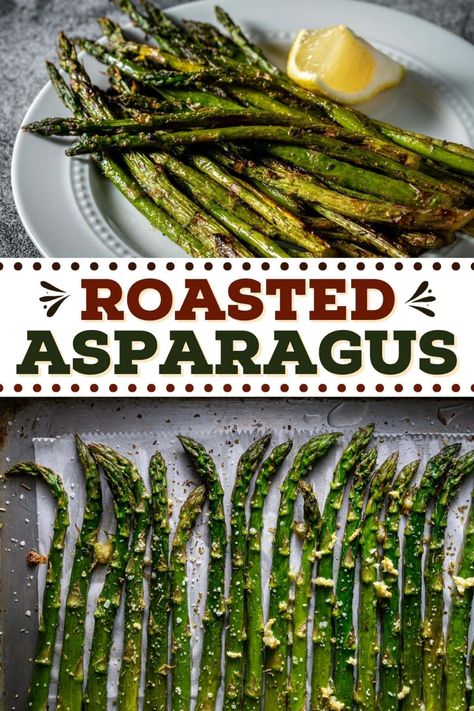 This oven-roasted asparagus is tender, crispy, and delicious! After 15 minutes in the oven, you'll have a perfect, healthy side dish. Garlic Roasted Asparagus, Asparagus Side, Asparagus Side Dish, Quick Side Dish, Asparagus Recipes Roasted, Can Chicken Recipes, Oven Roasted Asparagus, Quick Side Dishes, Meatless Recipes