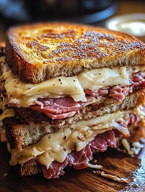 Pastrami Sandwich Recipe, Reuben Bake, Ultimate Grilled Cheese, Pastrami Sandwich, Corned Beef Recipes, Potluck Dishes, Sandwich Recipe, Eat Real Food, Recipes Homemade