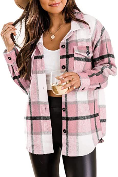 Plaid Shacket, Womens Flannel Shirt, Loose Fit Shirts, Flannel Shirts, Checked Jacket, Flannel Women, Long Sleeve Flannel, Long Sleeves Coats, Plaid Jacket