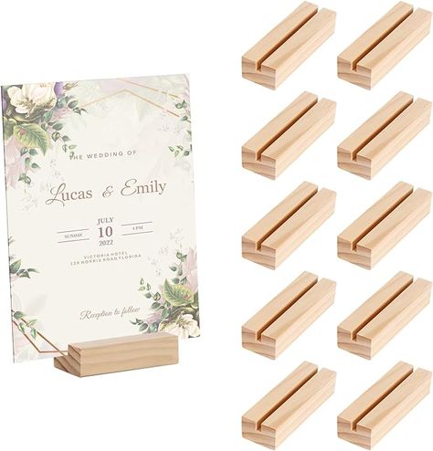 Amazon.com: 10 PCS Wood Place Card Holders,Wood Sign Holders,Table Number Holder Stands,Picture Holder,Name Card Holder for Wedding,Retail Shop,Parties, Anniversaries,Business Card Holders for Decoration,Events : Home & Kitchen Wooden Place Card Holders, Postcard Holder, Wood Place Card Holders, Wood Menu, Wood Table Numbers, Table Number Stands, Wooden Table Numbers, Table Number Holders, Name Card Holder