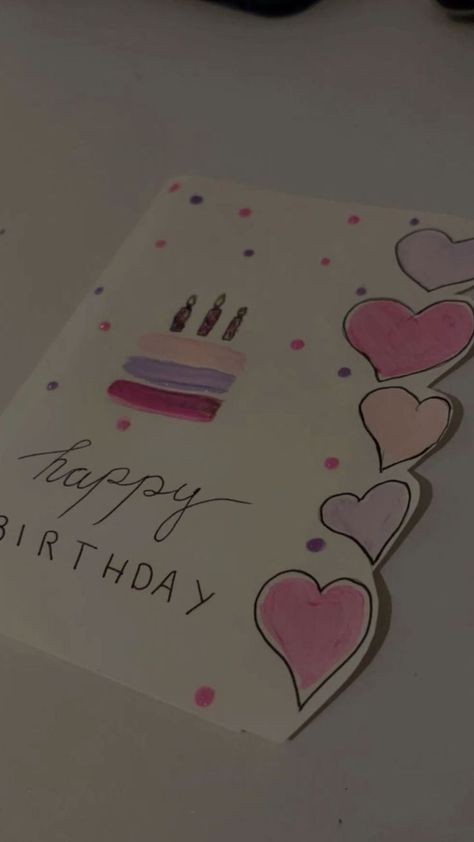 Aesthetic Pink Birthday, Birthday Card Drawing Ideas, Card Drawing Ideas, Bff Cute, Pink Birthday Card, Kartu Ulang Tahun Diy, Happy Birthday Cards Diy, 16th Birthday Card, Creative Birthday Cards