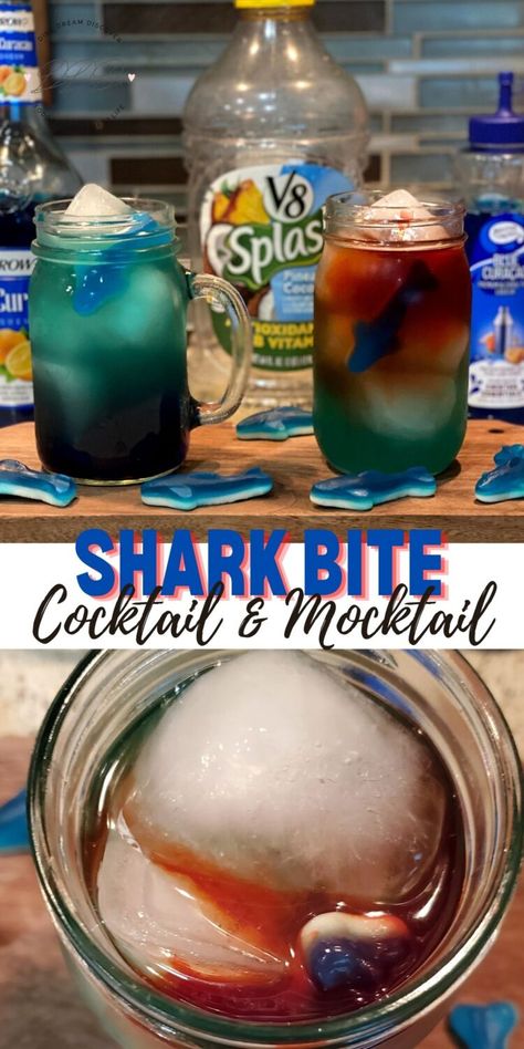 Shark Bite Drink Recipe, Whipped Vodka Drinks, Whipped Vodka, Virgin Cocktails, Blue Drink, Healthy Cocktails, Mocktail Recipes, Cocktail And Mocktail, Vodka Drinks